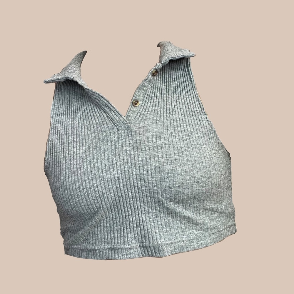 Cropped collared tank top